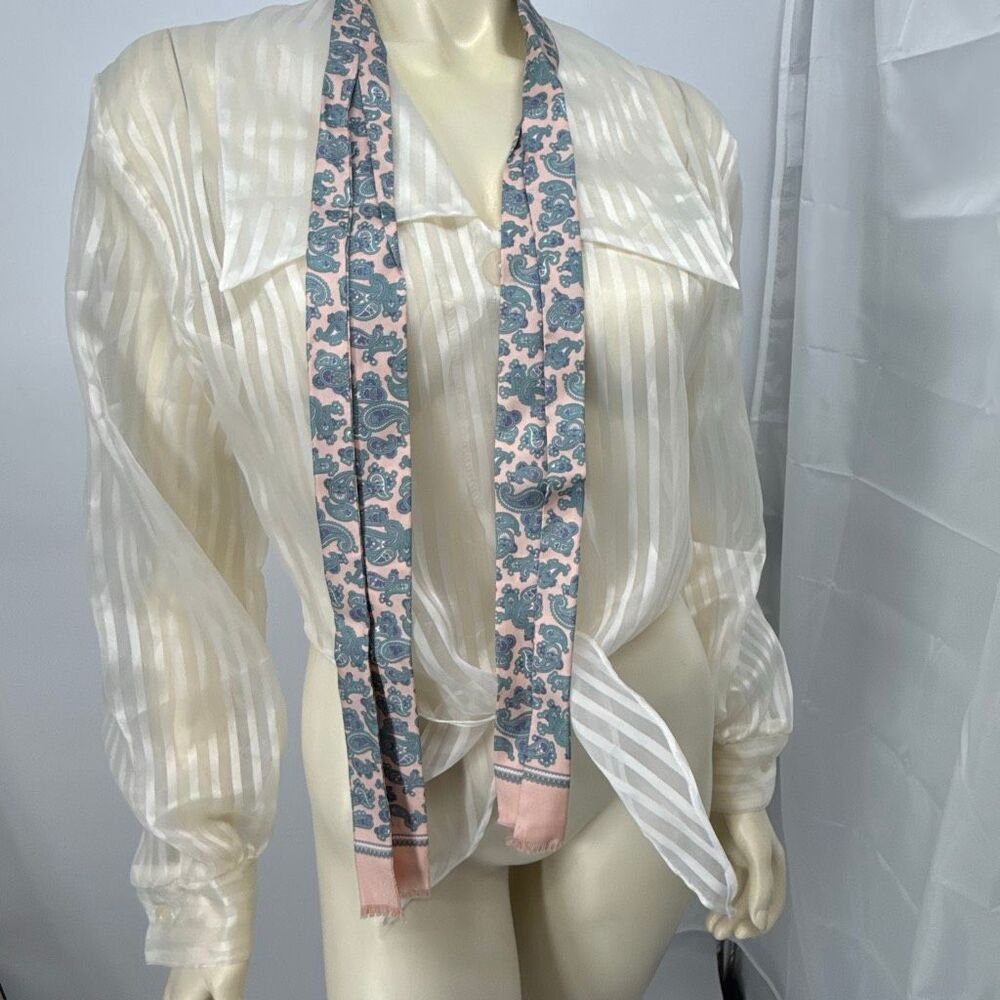 Vintage 1985 Ginnie Johansen Silk Scarf Dallas Paisley Long Oblong 100% Silk 54”